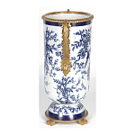 Ваза с бронзовыми ручками и синим цветочным узором Blue & White Ornament варинант исполнения - 3 | Loft Concept во Владивостоке