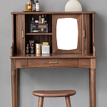 Туалетный стол деревянный с ящиком и зеркалом Moon Walnut Furniture варинант исполнения - 5 | Loft Concept во Владивостоке