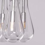 Люстра с 7-ю прозрачными плафонами из стекла в форме капли на круглом потолочном основании цвета хром Lucid Rain  варинант исполнения - 8 | Loft Concept во Владивостоке