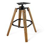 Барный стул со спинкой и металлической подставкой на 4-х деревянных ножках Бежевый Велюр Vendramin Chair варинант исполнения - 9 | Loft Concept во Владивостоке