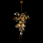 Люстра подвесная вытянутой формы с плафонами из стекла и металла с двумя вертикальными подвесками Gilded Mirage  варинант исполнения - 6 | Loft Concept во Владивостоке