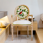 Стул с подлокотниками золотистый из бука с изображением птиц и цветов Blooming Red Birds варинант исполнения - 3 | Loft Concept во Владивостоке