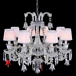 Люстра с 8-ю белыми текстильными абажурами и хрустальными подвесками Lustre Reverie варинант исполнения - 1 | Loft Concept во Владивостоке