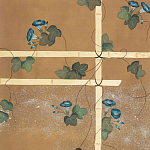 Обои ручная роспись Morning Glory Original colourway on gold metallic silk варинант исполнения - 2 | Loft Concept во Владивостоке