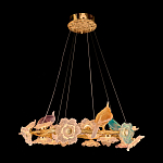 Люстра круглая на золотом каркасе с птичками и цветочным декором Miscellaneous herbs варинант исполнения - 1 | Loft Concept во Владивостоке