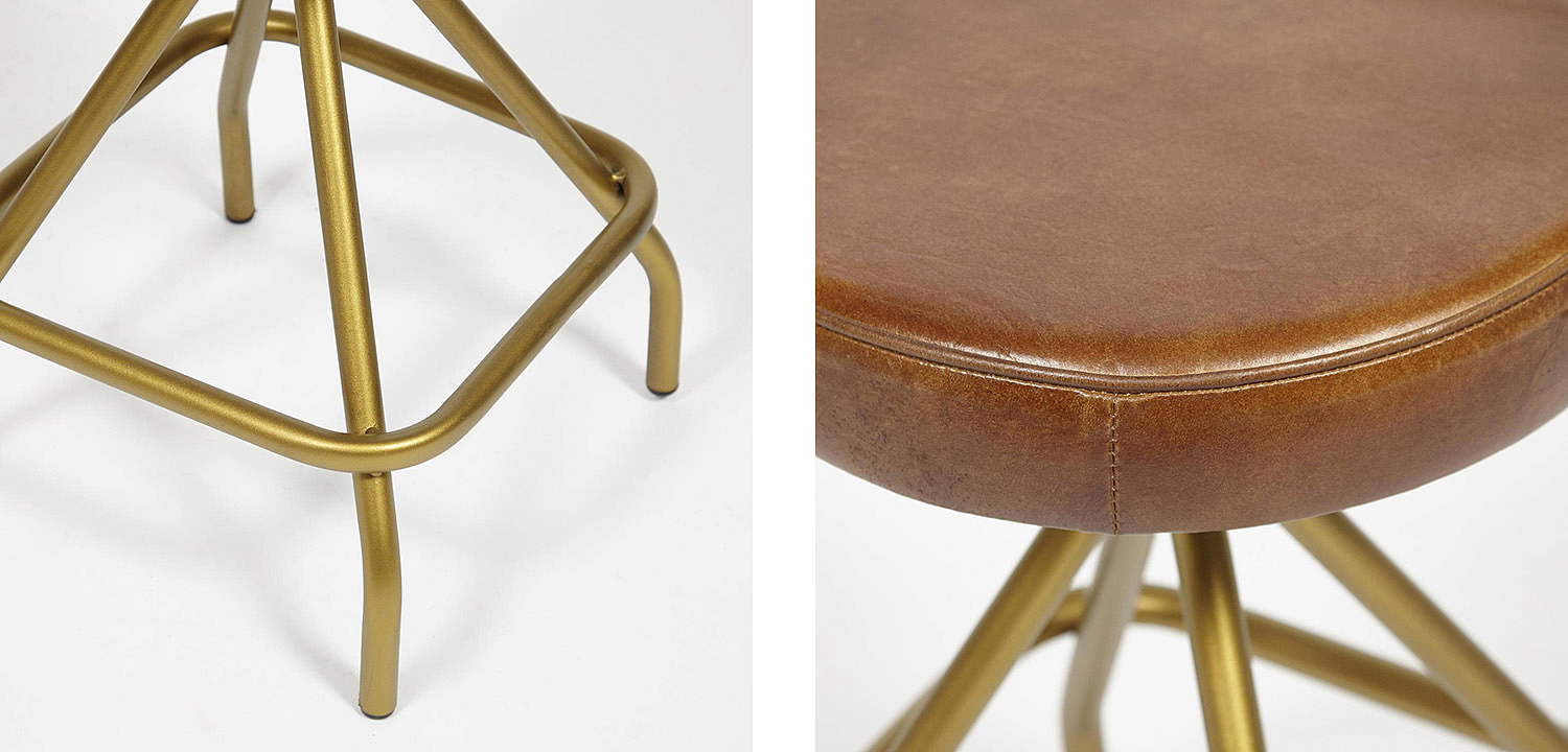 Стул из кожи буйвола Industrial leather stool Стул из кожи буйвола Industrial leather stool - Loft-Concept во Владивостоке