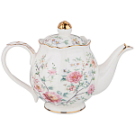 Чайник из фарфора белый с цветочным принтом Flower Porcelain Collection варинант исполнения - 1 | Loft Concept во Владивостоке