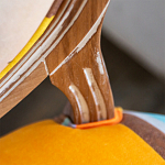 Стул бежевый в разноцветную полоску из натурального бука с изображением птиц и цветов Blooming Birds Colorful Stripes Chair варинант исполнения - 9 | Loft Concept во Владивостоке