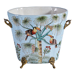 Кашпо из голубого фарфора с бронзовыми элементами Blue Garden варинант исполнения - 1 | Loft Concept во Владивостоке