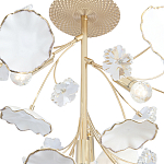 Потолочный светильник с золотыми ветвями и белыми лепестками на круглом рельефном основании Wintery flovers варинант исполнения - 2 | Loft Concept во Владивостоке