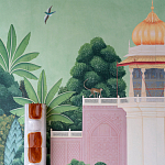Обои ручная роспись Mahal Garden Original colourway on blue painted Xuan paper варинант исполнения - 3 | Loft Concept во Владивостоке