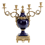 Подсвечник из темно-синего фарфора на бронзовой подставке с фигурками ангелов и декоративными ручками Eden Garden варинант исполнения - 1 | Loft Concept во Владивостоке