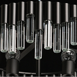 Люстра круглая из матового черного металла с подвесками из прозрачных стеклянных трубок Noir Tubes варинант исполнения - 8 | Loft Concept во Владивостоке