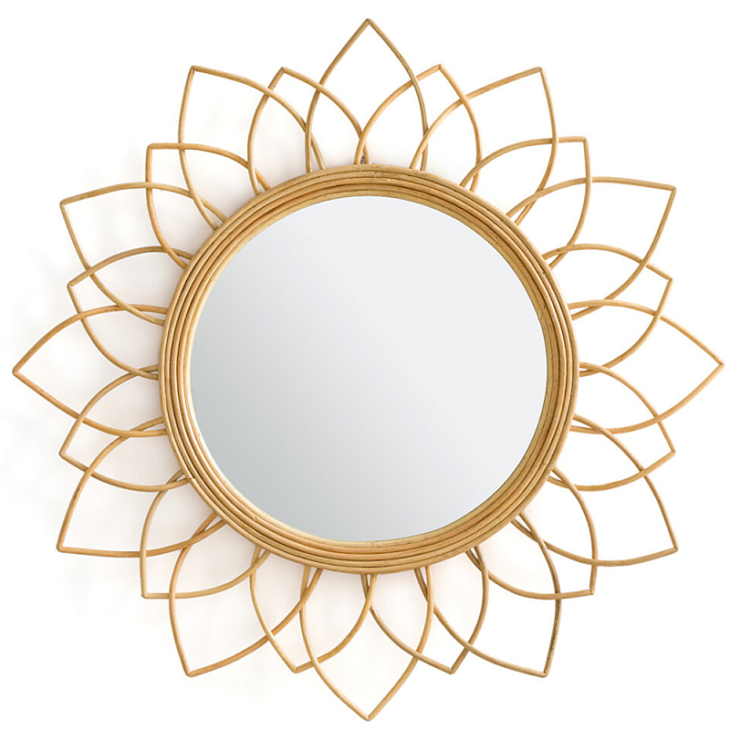 Зеркало из ротанга в форме цветка WICKER MIRROR 90 Бежевый Зеркало из ротанга в форме цветка WICKER MIRROR 90 Бежевый во Владивостоке | Loft Concept