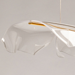 Люстра линейная с 3-мя белыми волнистыми плафонами Wave Line варинант исполнения - 8 | Loft Concept во Владивостоке