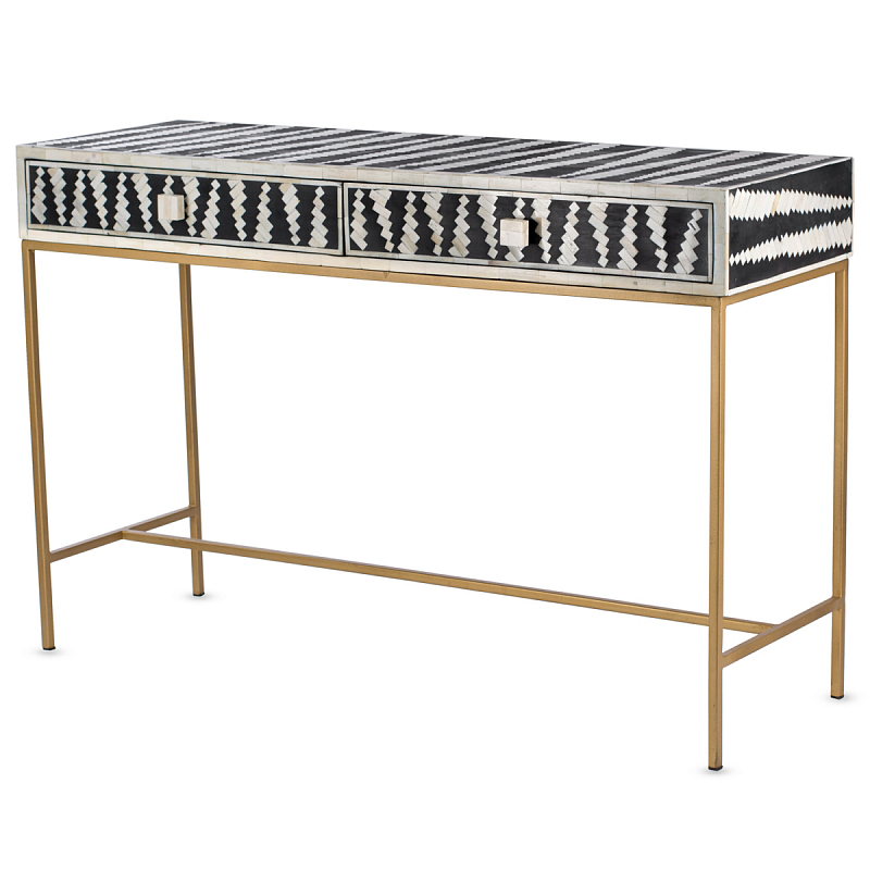 Консоль Mandika Bone Inlay Console ivory ( слоновая кость ) Черный Бронза Консоль Mandika Bone Inlay Console ivory ( слоновая кость ) Черный Бронза во Владивостоке | Loft Concept