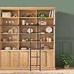 Книжный шкаф из массива сосны с металлической лестницей Burton Wood Cabinet варинант исполнения - 8 | Loft Concept во Владивостоке