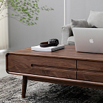 Кофейный стол из массива дерева с выдвижными ящиками Coffee Walnut Table варинант исполнения - 5 | Loft Concept во Владивостоке