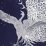 Обои ручная роспись в стиле Арт-деко Whistler Peacocks Special Colourway on Empire Blue dyed silk варинант исполнения - 2 | Loft Concept во Владивостоке