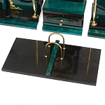 Настольный письменный набор из змеевика тёмно-зелёного цвета с декором в виде орла Successful Leader варинант исполнения - 4 | Loft Concept во Владивостоке