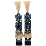 Комплект из 2-х деревянных статуэток Asmat Straw Headdress Statuettes Dark Blue варинант исполнения - 4 | Loft Concept во Владивостоке