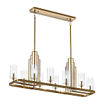 Люстра прямоугольная цвета латунь с прозрачными рифлеными цилиндрическими плафонами Kichler варинант исполнения - 2 | Loft Concept во Владивостоке