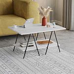 Стол журнальный с белой прямоугольной столешницей и полкой ESSEL WHITE варинант исполнения - 2 | Loft Concept во Владивостоке