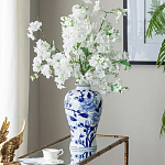 Ваза с бело-синей росписью и изображением цветов Blue & White Ornament варинант исполнения - 4 | Loft Concept во Владивостоке