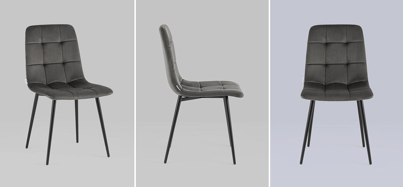 Стул NANCY Chair Темно-Серый Велюр Стул NANCY Chair Темно-Серый Велюр - Loft-Concept во Владивостоке