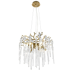 Люстра подвесная круглая в виде ветвей деревьев бронзового цвета с прозрачными подвесками-каплями Droplet Chandelier варинант исполнения - 1 | Loft Concept во Владивостоке