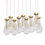 Люстра с 9-ю прозрачными стеклянными плафонами в форме капли Lucid Rain  варинант исполнения - 1 | Loft Concept во Владивостоке