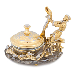 Икорница с декором "Емеля" с гравировкой на подставке из натурального камня Агат Decorative Cavair Dishes варинант исполнения - 3 | Loft Concept во Владивостоке