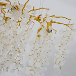 Люстра подвесная с золотистыми ветками и стеклянными подвесками в виде листьев Длина 80 см FAIRYTREE Light варинант исполнения - 5 | Loft Concept во Владивостоке