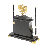 Часы настольные с Гербом России и 2-мя шариковыми ручками в комплекте Stone Clock варинант исполнения - 3 | Loft Concept во Владивостоке