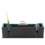 Настольный письменный набор из змеевика с часами и календарницей Successful Leader варинант исполнения - 3 | Loft Concept во Владивостоке