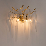 Бра золотого цвета с разветвленными ветвями и длинными прозрачными подвесками в форме стеклянных сосулек Droplet Chandelier варинант исполнения - 2 | Loft Concept во Владивостоке