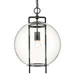 Подвесной светильник в форме шара из прозрачного стекла на линейном черном каркасе  Glass Ball with Seeds варинант исполнения - 2 | Loft Concept во Владивостоке