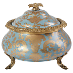 Шкатулка голубого цвета с золотым растительным узором Eden Garden варинант исполнения - 1 | Loft Concept во Владивостоке