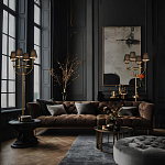 Настольная лампа на металлическом основании бронзового цвета с 4-мя черными конусовидными абажурами Dignity варинант исполнения - 5 | Loft Concept во Владивостоке