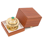 Икорница c декором "Три стерлядки" с гравировкой и натуральным камнем Малахит Decorative Cavair Dishes варинант исполнения - 3 | Loft Concept во Владивостоке