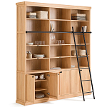 Книжный шкаф из массива сосны с металлической лестницей Burton Wood Cabinet варинант исполнения - 3 | Loft Concept во Владивостоке