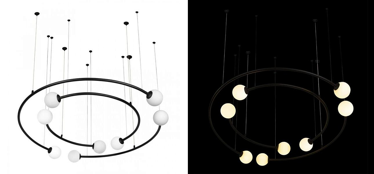 Дизайнерская Модульная Люстра PLANETARY two rings Black 100 см Дизайнерская Модульная Люстра PLANETARY two rings Black 100 см - Loft-Concept во Владивостоке