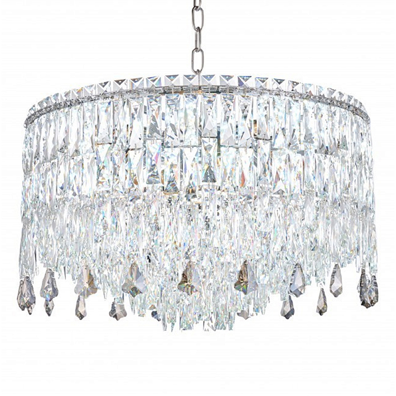 Люстра круглая с хрустальными подвесками на серебряном каркасе Roul Crystal Light Хром Прозрачный Люстра круглая с хрустальными подвесками на серебряном каркасе Roul Crystal Light Хром Прозрачный во Владивостоке | Loft Concept