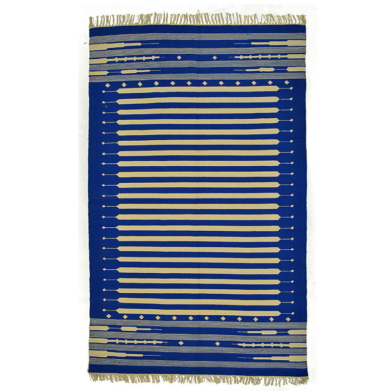 Ковер хлопок Келим Blue Stripe Синий Ковер хлопок Келим Blue Stripe Синий во Владивостоке | Loft Concept