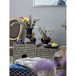 Ваза темно-синяя фарфоровая на бронзовой подставке с ажурным ободком и изогнутыми ручками Eden Garden варинант исполнения - 5 | Loft Concept во Владивостоке