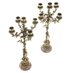 Подсвечники из бронзы на 10 свечей на подставке из камня креноид Stone Candlestick варинант исполнения - 2 | Loft Concept во Владивостоке