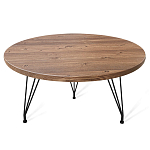 Стол журнальный c коричневой круглой столешницей на трех металлических ножках Charm Coffee Table варинант исполнения - 1 | Loft Concept во Владивостоке