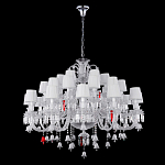 Люстра многоярусная с 30-ю белыми текстильными абажурами и хрустальными подвесками Lustre Reverie варинант исполнения - 2 | Loft Concept во Владивостоке