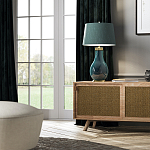 Настольная лампа с коническим дымчато-зелёным абажуром из искусственного шёлка Quintiesse варинант исполнения - 3 | Loft Concept во Владивостоке