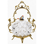 Конфетница с бронзовой ручкой и фарфоровой птичкой на крышке Eden Garden варинант исполнения - 1 | Loft Concept во Владивостоке